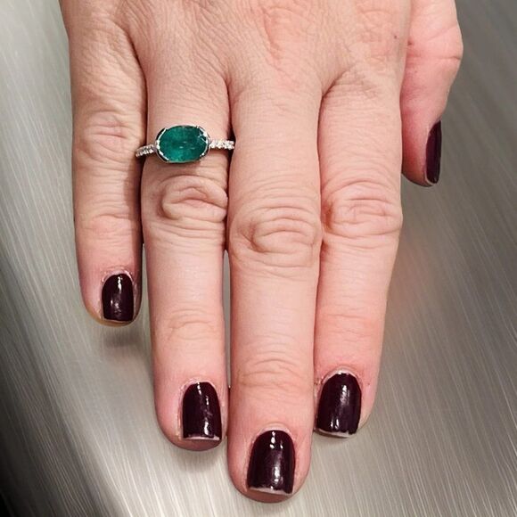 Natural Emerald Diamond Ring 6.5 14k W Gold 2.33 TCW Certified 221335 - Picture 13 of 17